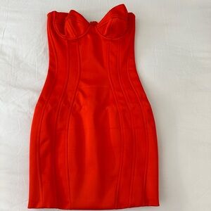 Oh Polly push up Satin Corset mini Dress in Tangerine Size US 0